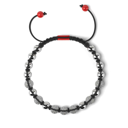 Silber und rote Emaille | Kristall Kikiballa Santa Armband | Schwarz